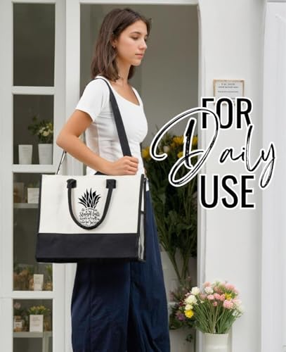 Image of InnoBeta Pineapple Gifts for Women, Canvas Tote Bag for Pineapple Lovers