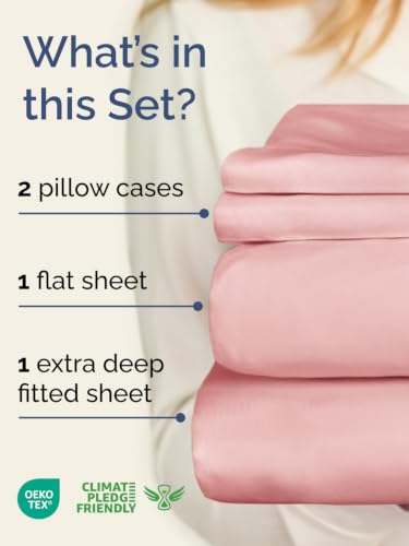 Image of Extra Deep Pocket Queen Size Sheet Set - Breathable & Cooling - Baby Pink