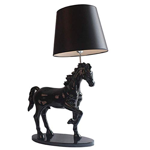 Desk Lamp Vintage Modern Black Lift The Foot Horse Lighting Handmade Fabric Shade Creative Resin Table Lamp E27 with Button Switch for Home Study Office Living Room Bedroom Bedside Lamp steampunk buy now online
