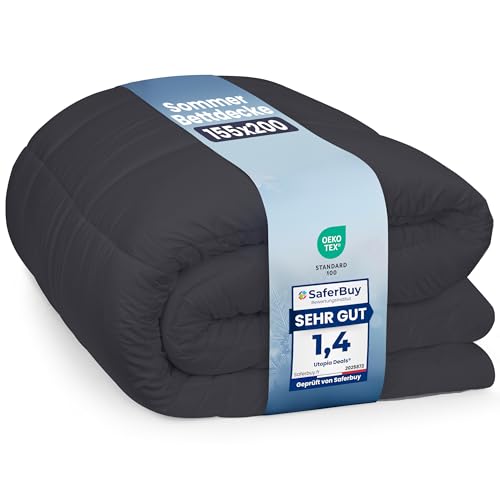 Utopia Bedding Bettdecke 155 x 220 cm leichte Bettdecke mit Polyesterfüllung für 4 Jahreszeiten Mikrofaser für 1 Person (Grau)
