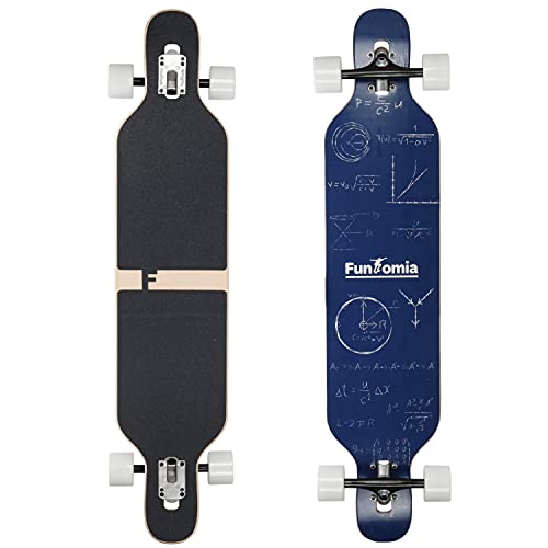 FunTomia® Freerider Longboard monopatín - 107cm x 26cm - rodamientos Mach1® - Hecho con 9 Capas de Madera de Arce