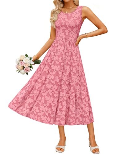 ZESICA Women‘s Summer Boho Floral Midi Dress 2026 Sleeveless Beach