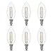 Amazon Basics 60W Equivalent, Clear, Daylight White, Dimmable, 15,000 Hour Lifetime, B11 (E12 Candelabra Base) 4.5 watts LED Light Bulb , 6-Pack