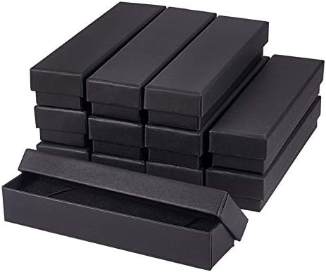 BENECREAT 12 Pack Cardboard Jewellery Box Long Rectangle Gift Box Bracelets Necklace Storage Display Box Case with Sponge for Wedding Party Birthdays DIY Gift Wrapping