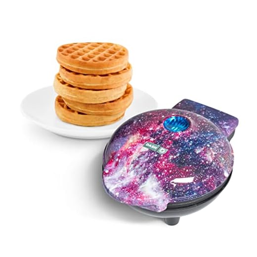 DASH Mini Waffle Maker Machine for Individuals, Paninis, Hash Browns, & Other On the Go Breakfast, Lunch, or Snacks, with Easy to Clean, Non-Stick Sides, Purple Galaxy 4 Inch