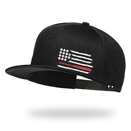 Negi Softball American Flag Fitted Hats For Women Flat Brim Hat Black Mens Flat Bill Hat Adjustable Unisex Snapback Hats Sports Baseball Cap For Men #TOP23