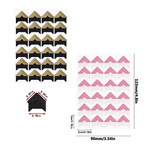 6Sheets(144PCS) Classic Self-Adhesive Paper Photo Corner Stickers Picture Mounting Corners Wall Decoration Sticker DIY Album Accessories for Scrapbooking Personal Journal Dairy Notebook(Pink)