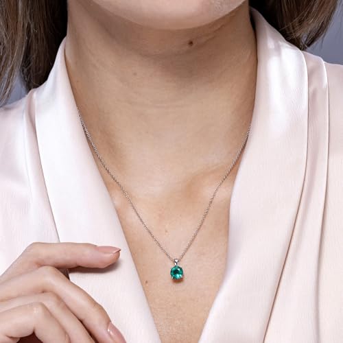 Angara Natural Emerald Solitaire Pendant for Women | Round Emerald Solitaire Pendant Necklace in 14K Solid Gold/Sterling Silver/Platinum | May Birthday, Anniversary, Gemstone Jewellery Gift3