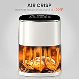 Sweetcrispy 6QT Air Fryer with Window, Square Airfryer Oven 12-in-1 for Family, 400°F Rapid Air Crispy Technology, Roast Bake Dehydrate, Nonstick & Easy-Clean Basket, White