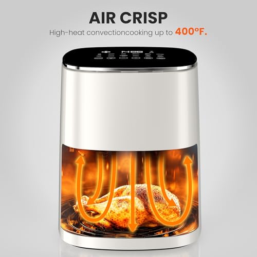 Image of Sweetcrispy 6QT Air Fryer with Window, Square Airfryer Oven 12-in-1 for Family, 400F Rapid Air Crispy Technology, Roast Bake Dehydrate, Nonstick & Easy-Clean Basket, Off-White