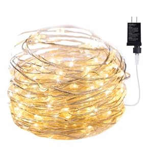 Minetom Fairy Lights Plug in, 33Ft 100 LEDs Waterproof Silver Wire Firefly Lights, UL Adaptor Included, Starry String…