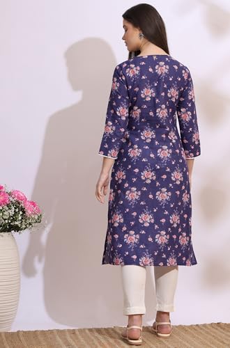 Image of W for Woman Pink Bold Geometric Printed Pure Cotton Straight Kurta