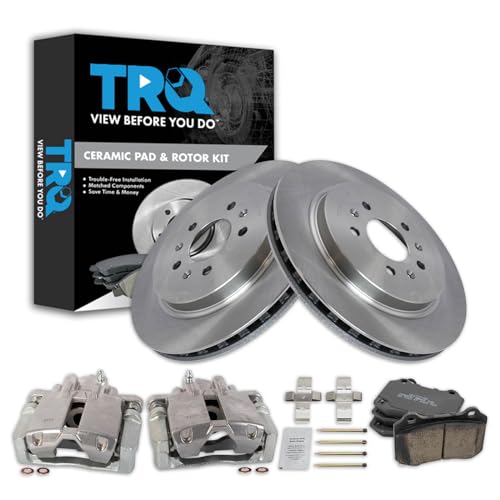 Image of TRQ Rear Brake Pad and Rotor Set Ceramic Rotors Calipers Brake Code J56 JE5 | For 2005-2011 Cadillac STS