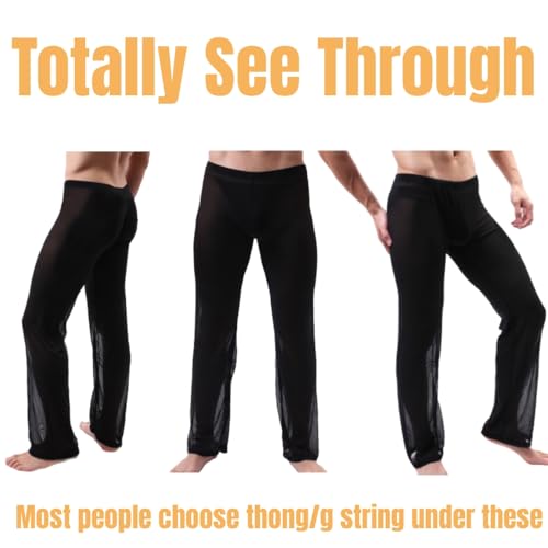 ZONBAILON Mens Mesh See Through Pajama Sheer Lounge Lightweight Sleepwear Tranparent Nightwear Leggings Bottoms2