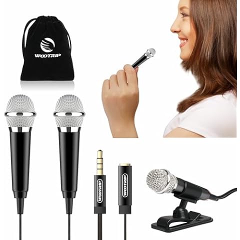 Wootrip [2PCS] Mini Karaoke Microphone, Mini Voice Recording Microphone Portable Karaoke Mic for Singing, Recording, Voice Recording(Black) Cover