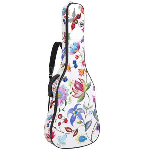 Sac pour guitare étanche housse guitare acoustique 42.9 pouces à fleurs multicolore