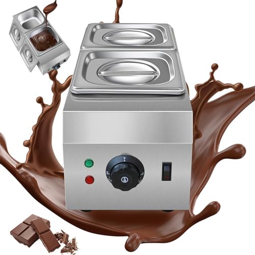 WhFKLca MáQuina para Derretir Chocolate De 2 Tanques, MáQuina Comercial para Templar Chocolate, Calentador EléCtrico AutomáTico De Chocolate, Crisol De 6 litros De Capacidad, 86-176 °F