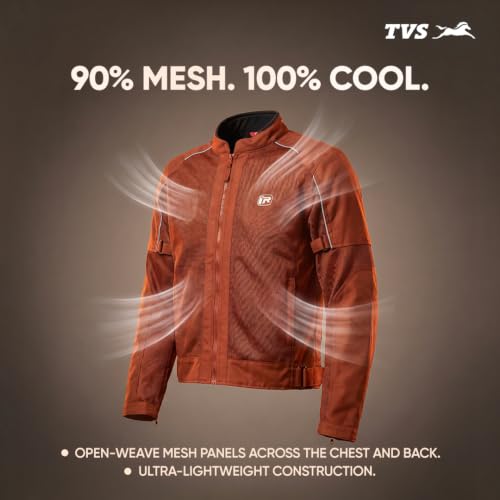Image of TVS Ronin Edition Mesh Riding Jacket for Men | CE Level 2 Lightweight Back, Shoulder & Elbow Armours, 600D Protection, Lightweight Summer Motorcycle Jacket for Touring, City Riding