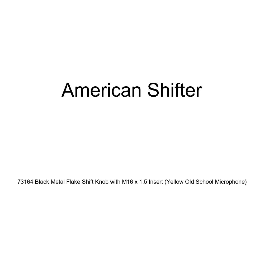 American Shifter 73164 Black Metal Flake Shift Knob with M16 x 1.5 Insert (Yellow Old School Microphone)