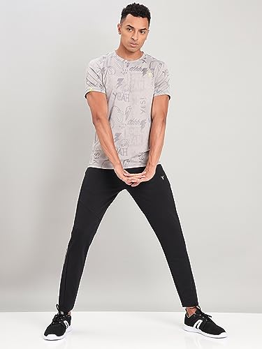 Image of TECHNOSPORT Men Polyester Regular Fit Half Sleeve Jacquard T-Shirt with Double Cool, Quick Dry & Anti Microbial for Sports, Running & Casual Use