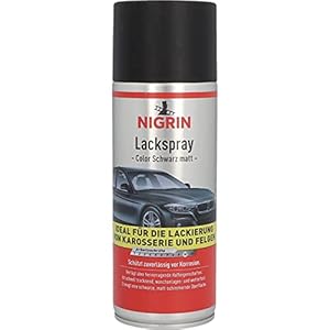 NIGRIN Lackspray, 400 ml, mattschwarzer Autolack, schützt Felgen und Karosserie vor Rost, schnell trocknend