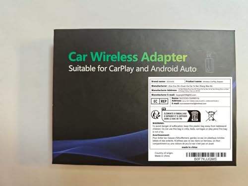 Carplay Wireless Adapter – Android Auto Wireless Adapter, 5,8-GHz-WLAN, Plug & Play, Mini & Stabil, iOS 10+/Android 10+, Schnelle Auto-Verbindung für Fahrzeuge ab Baujahr 2016. (1 Stück)