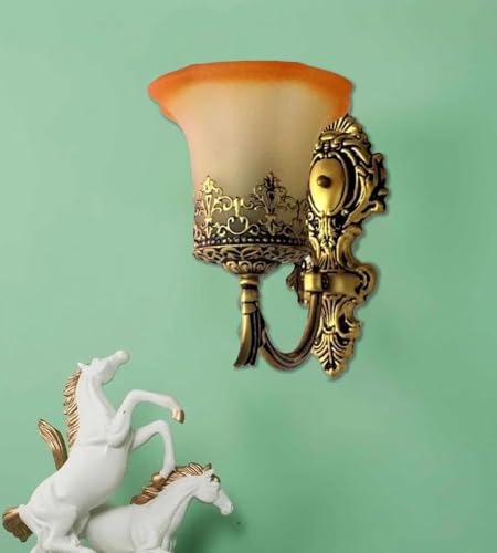 Image of Antique Bronze Wall Light for Home Vintage Metal & Glass Decorative Wall Lamp with Wall Sconce for (Bulb not Included) Pack of 1
