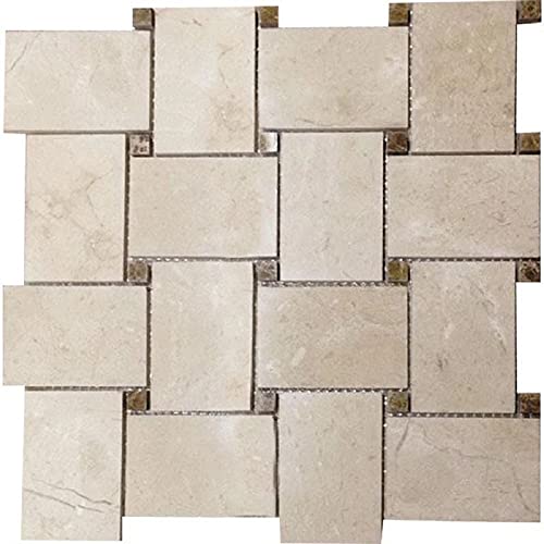Beige Basketweave Marble Mosaic Tile (4.20 Sq ft- Box of