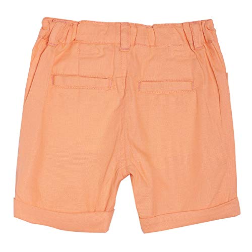 Image of miniklub Boys White & Orange Solid Shirt With Shorts