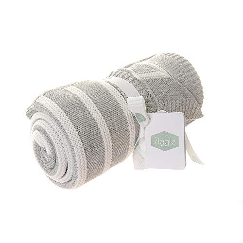 Ziggle Baby Cotton Blanket, Grey + White - Image 3