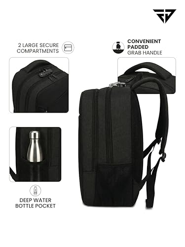 Image of FUR JADEN Anti Theft Number Lock Backpack Bag with 15.6 Inch Laptop Compartment, Organizer Pocket for Men Women Boys Girls (Black)