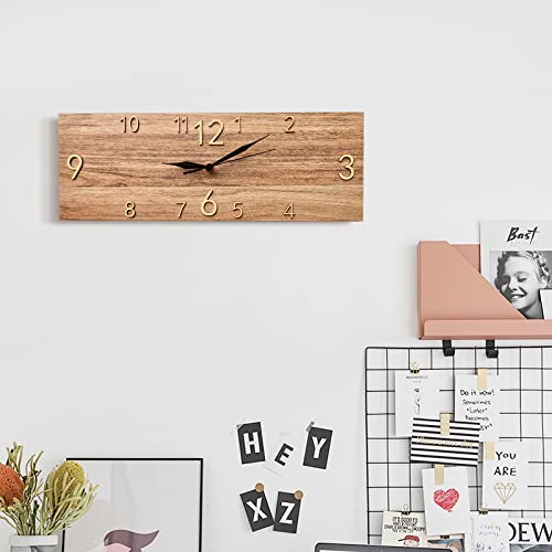 Kolymax Rustic Wall Clock Silent Non-Ticking, Frameless Art Wall Clocks Farmhouse Wall Décor，Rectangle Handmade Clocks Decorative For Home Living Room Kitchen Office, Battery Operated #TOP1