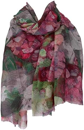 Purple Possum® Floral Scarf Pink Green Abstract Flowers Large Cerise Lime Flower Shawl Ladies Lightweight Wrap