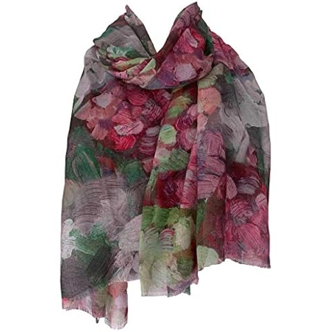 Purple Possum® Floral Scarf Pink Green Abstract Flowers Large Cerise Lime Flower Shawl Ladies Lightweight Wrap Cover