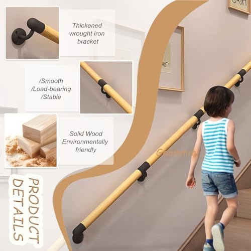 Rampe d'escalier en bois extérieur | Finition haut de gamme pour mur - 4