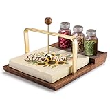 Picture of Wooden Napkin Holder with Salt and Pepper Shaker Holder, Two-in-one storage for napkins and seasoning bottles, Malfunction Salt Pepper Storage Holder and Napkin Caddy for Kitchen, Restaurant