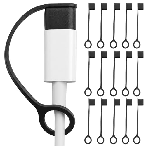 Ymapinc USB C Cap Dust Protector, 16Pcs USB C Dust Cover Caps with Tethered Anti-Dust Cap for Type C Charging Ports High Toughness Snug Fit to Prevent Dust/Oxidation (Black)