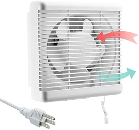 Window Fans With Exhaust And Intake 6 Inch 176 CFM Bathroom Window Exhaust Fan,Vertical Attic Window Fan Double Direction Reversible Strong Airflow, Window Fans Twin Reversible Quiet With Switch