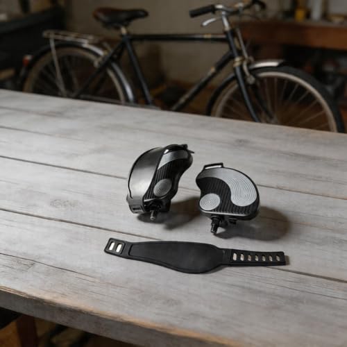 Pedales de bicicleta estática con correas para piezas de repuesto de gimnasio 5