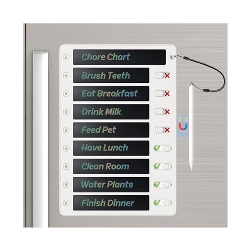 Autonomier Upgrade 1Pack LCD Writing Tablet Magnetic Chore Chart, to Do List ADHD Tool, 10.3"X7.1" One-Click Clear Digital Rewritable Board for Fridge with 8 Sliders
