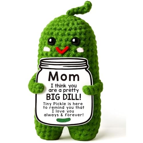 MAMAGIFTREE Valentines Mom Gifts from Daughter or Son, Birthday Gifts for Mom,Crochet Pickle Plush “Big Dill” Gift for Mother in Law or Stepmom Funny I Love You Mama, Small Cute Room Decor