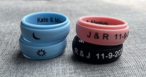 Mzzj Her King His Quuen His Hers Couple Ring Set Silicone Rings 2 Tone 8Mm Breathable Rubber Step Edge Comfort Fit Rings Wedding Band Egagement Rings For Him Her,Birthday Gift For Husband Wife #TOP1