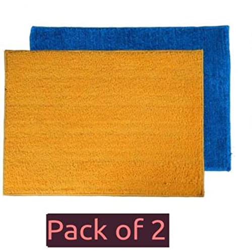Image of Anti Skid Doormats for Home and Office Entrance Living Room and Bathroom Mats | Entrance Door Mats for Home and Office Entryway. (Pack of 2 (Solid Yellow-Blue), 16x24)