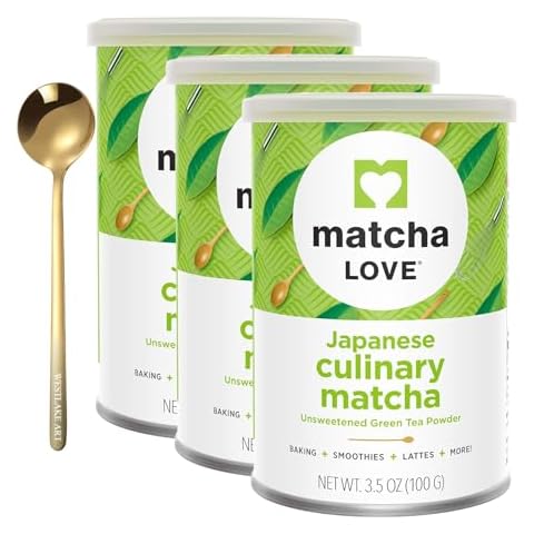 Green Tea Powder Finely Milled, 3.5 Oz - Real Japanese Matcha Culinary Grade, Bundled With Golden Ss Spoon, Rich In Antioxidants For Lattes, Smoothies, Baking & More[Resealable Tin] Cover
