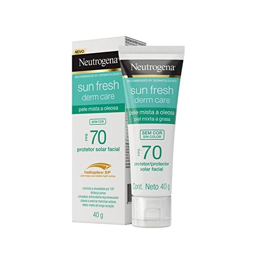 Neutrogena Sun Fresh Protetor Solar Facial Para Pele Oleosa Derm Care Sem Cor FPS 70, 40g