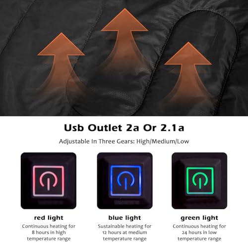 Bolsa de dormir calefactable para adultos, compacta, impermeable, con 3 niveles de temperatura, ideal para camping, recargable por USB con 4 áreas de calefacción para senderismo y mochilero miniatura 5
