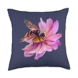 Once upon a find couture Queen Bee with Tiara on a Pink Flower Throw Pillow, 18x18, Multicolor