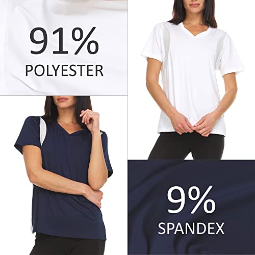 Women’s Activewear Dry Fit Athletic Moisture Wicking V Neck T-Shirts For Women - Workout T-Shirt 1&2 Pack Royal Blue #TOP3