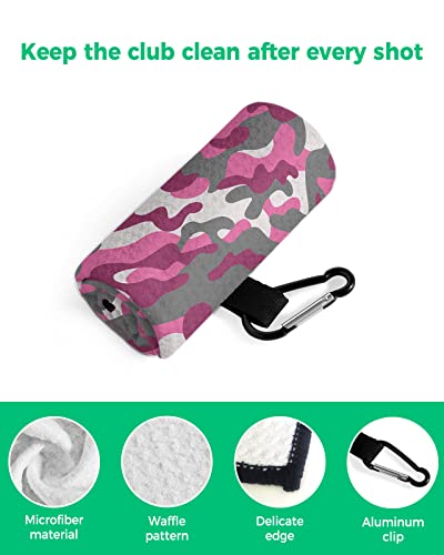 Golf Towel For Golf Bags With Heavy Duty Carabiner Clip Army Camouflage Military Camo Microfiber Waffle Golf Towels For Men Women,Quick Dry Towels For Cleaning Club And Balls #TOP3