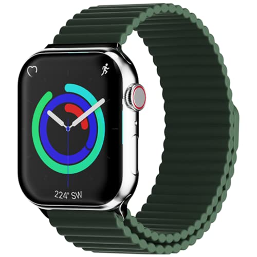 Image of HeiKe Magnetic Silicone Band for Apple Watch Band 49mm 46mm 45mm 44mm 42mm 41mm 40mm 38mm for Men Women,Sport Loop iWatch Wristband Strap for Apple Watch Ultra 3 2 1 SE Series 11 10 9 8 7 6 5 4 3 2 1